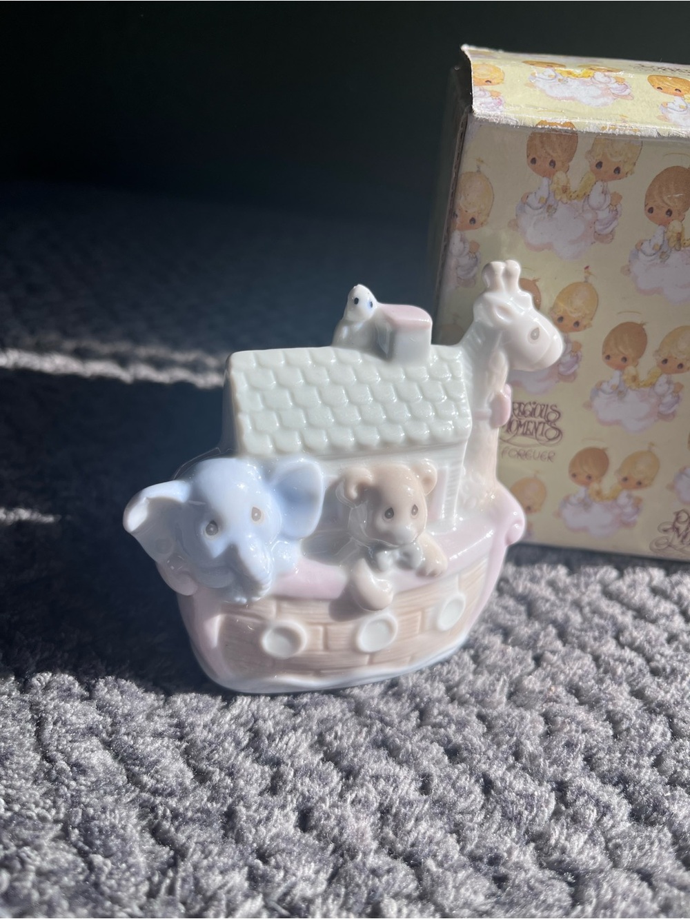 Precious Moments Pastel Noah's Ark Figurine in Blue and Pink